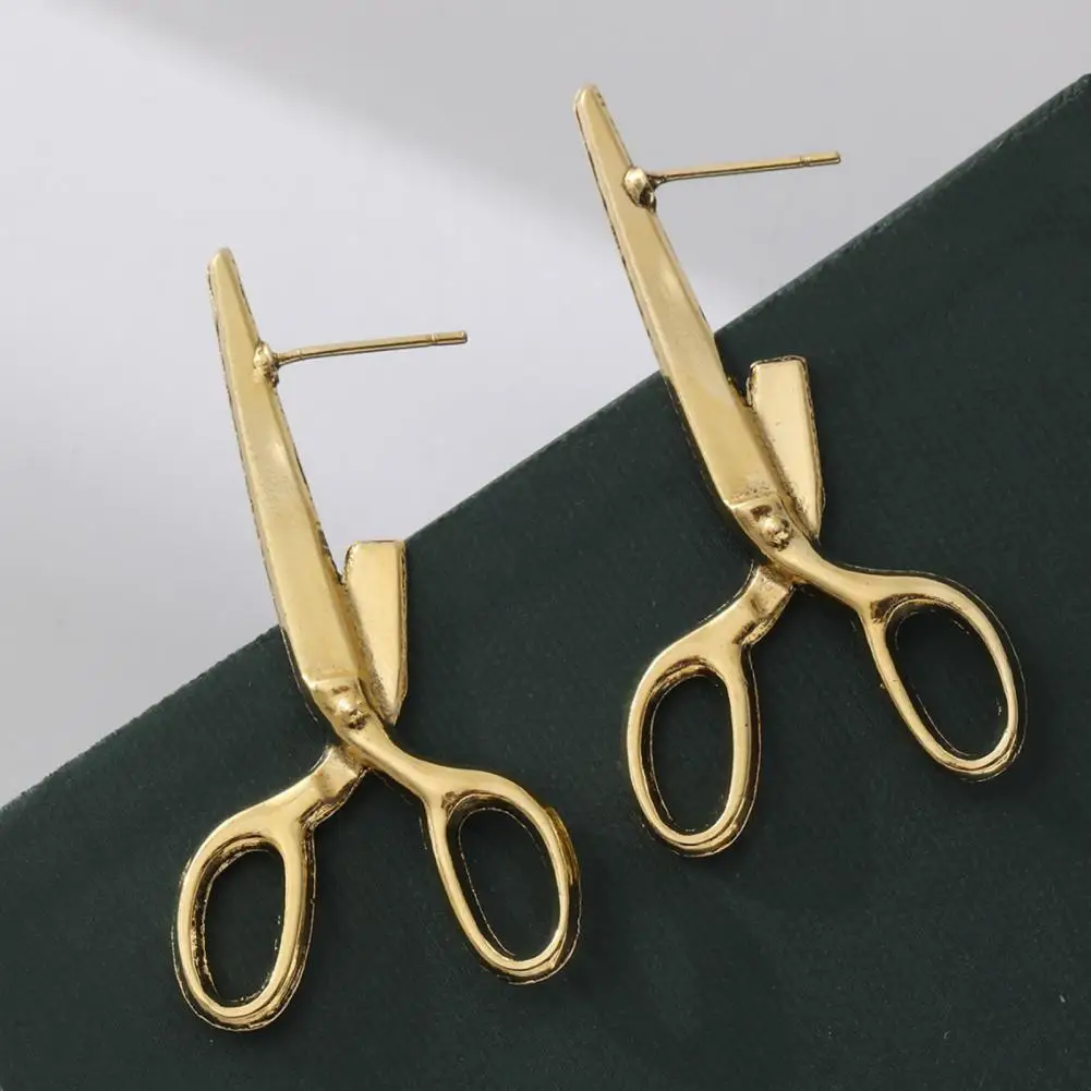 Earrings Alloy Earrings Exaggerated Scissors Shape Earrings for Women Retro Club Ear Jewelry for Special Occasions Unique