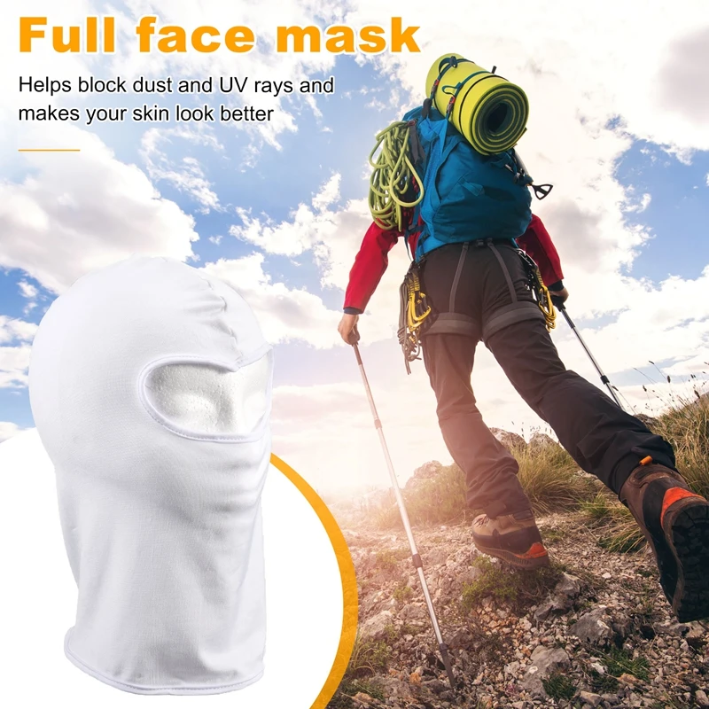 Outdoor Full Face Mask Spandex Balaclava Thin Motorcycle Cycling Ski CS Mask White