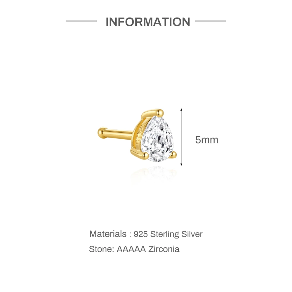 Aide 925 Sterling Silver Classic 8mm Length Ear Neddle Nose Nail Piercing Ear Nail For Women Simple Earring Jewelry Gift For Her