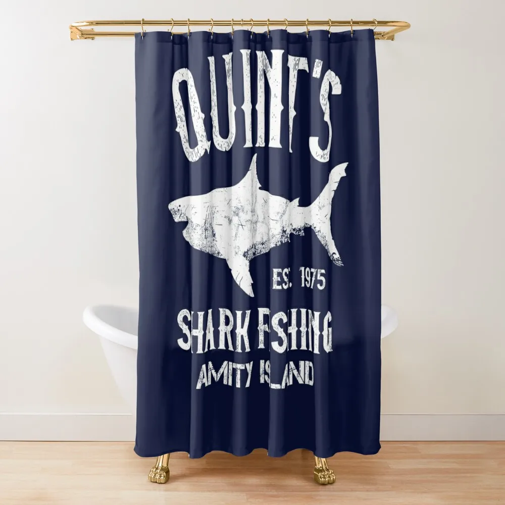 

Quint's Shark Fishing - Amity Island 1975 Shower Curtain Cover Bathroom Decor Transparent Bathroom Shower Curtain