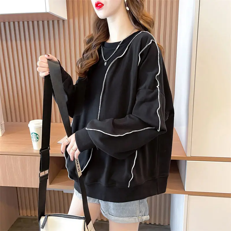 

Spring Autumn New O-neck All-match Youth Trend Hoodies Long Sleeve Thin Loose Korean Pullovers Top Fashion Casual Women Clothing