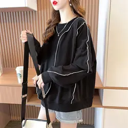 Spring Autumn New O-neck All-match Youth Trend Hoodies Long Sleeve Thin Loose Korean Pullovers Top Fashion Casual Women Clothing