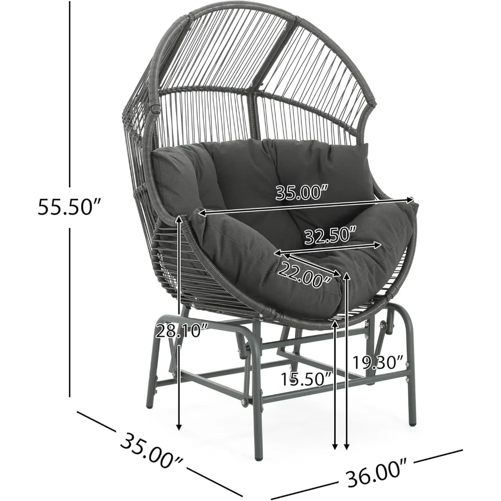 Chaise d'extérieur WUNICEF et Ding foetal en fer avec coussin hydrofuge, rotin .cPE et chaise à bascule en fer, fauteuil inclinable