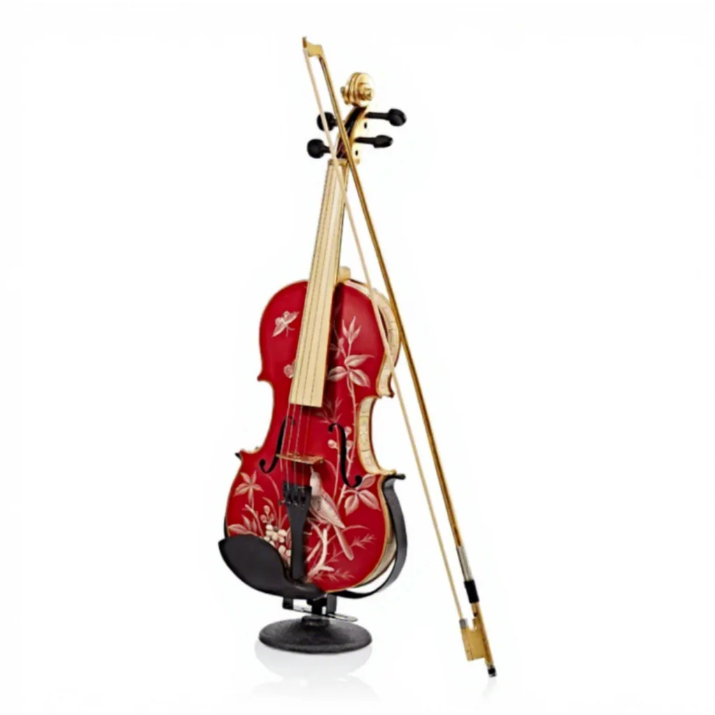 

&c Wood Decorative Ornaments European Luxury Hand-painted Blue White Flower Violin Desktop Entrance Ornaments