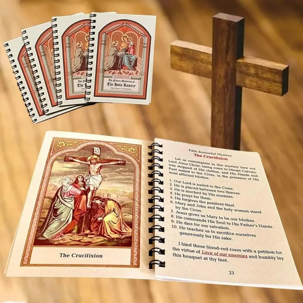 Prayer That Rosary Meditation Book Paper Booklet Daily Meditation Book 42 Color Pages Sorrowful and Glorious mysteries