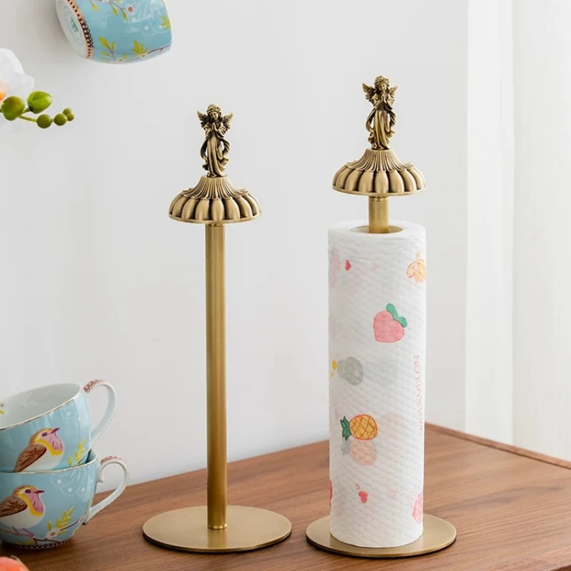 Household dining table brass napkin roll Nordic kitchen vertical oil suction roll paper storage tissue holder