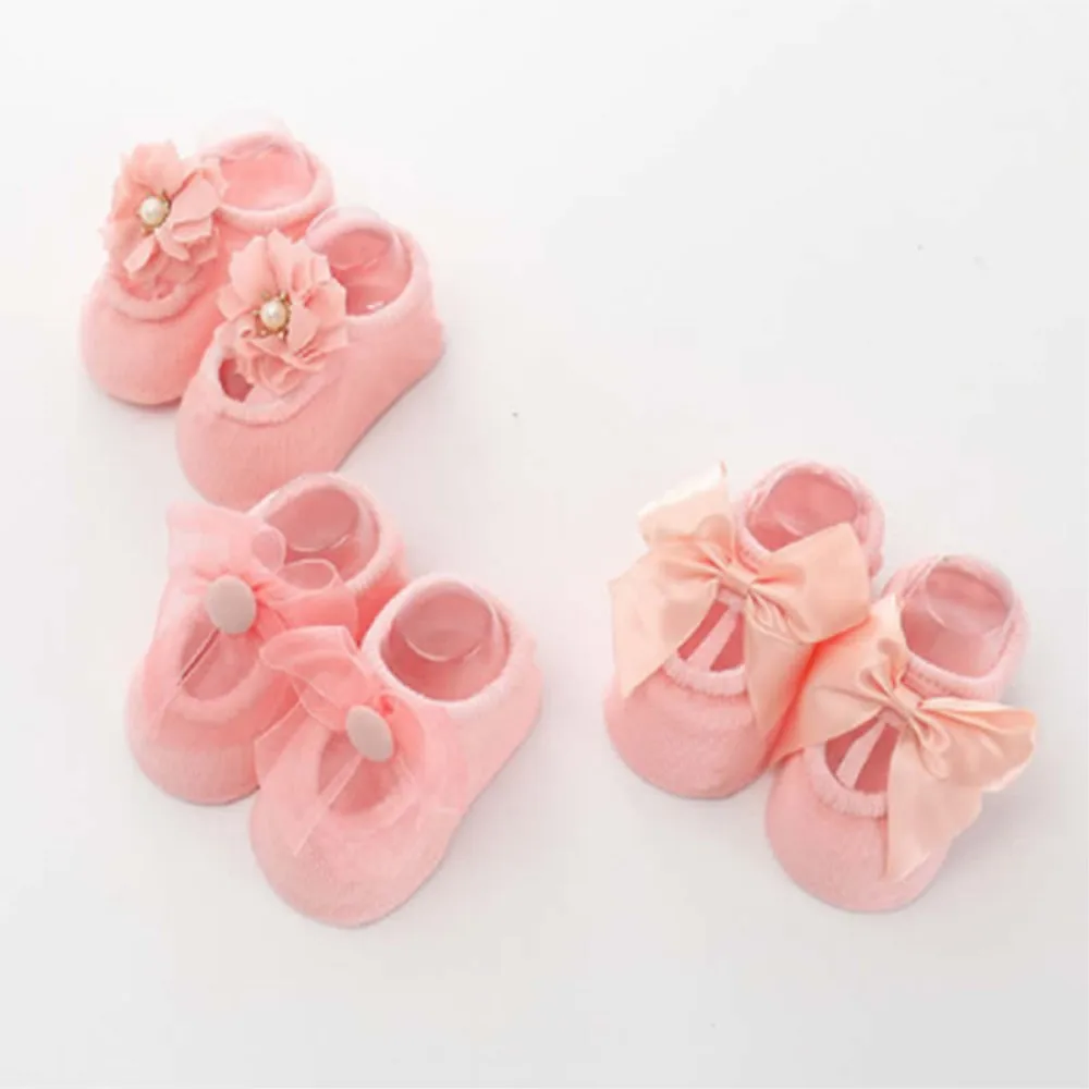 

Bowknot Baby Socks Newborn Thin Cotton Filled Afterward.not Lonely Boat Socks Infants Baby Socks Floor Non-slip 3 Pairs Lace