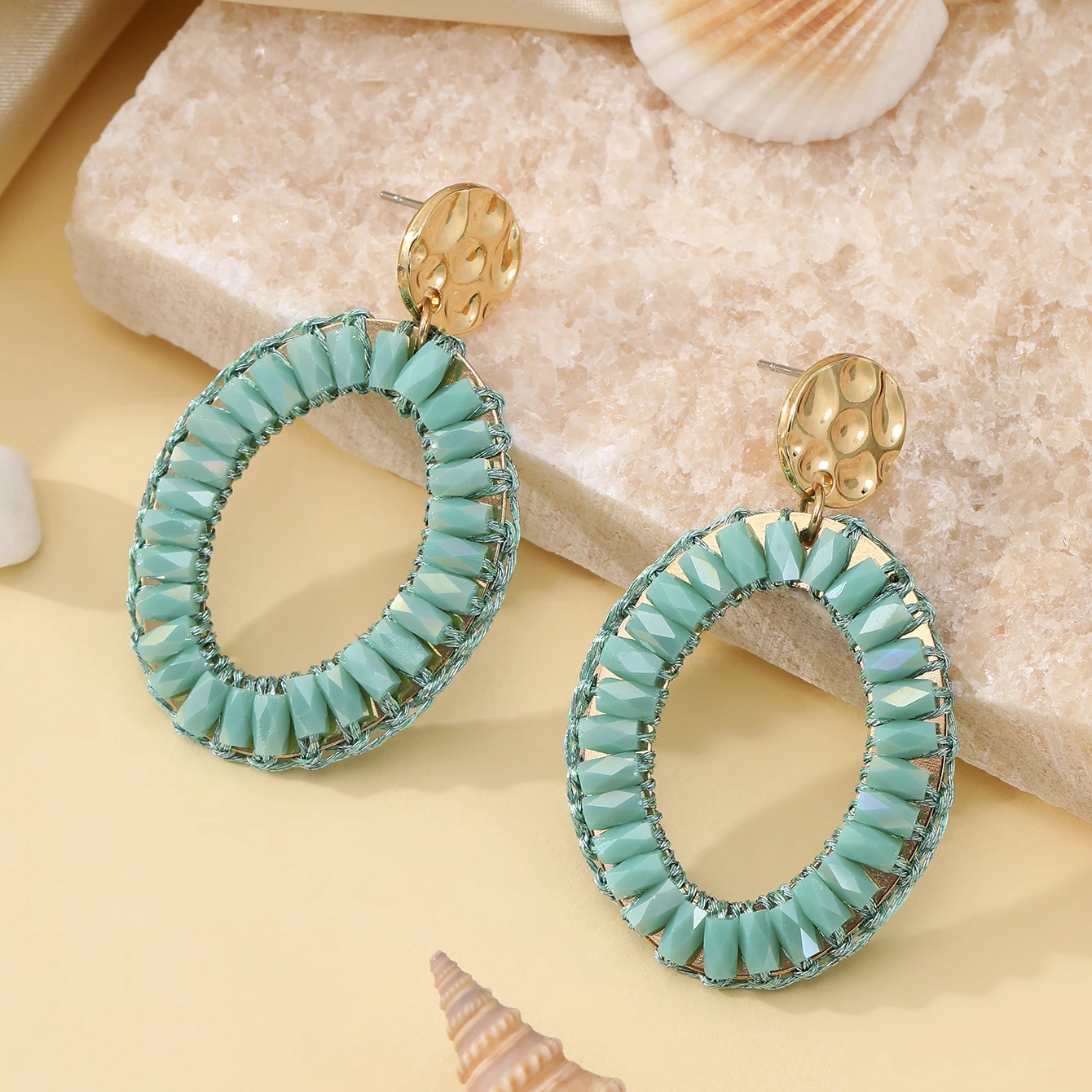 INKDEW Oval Shape Fashion Drop Earrings for Women Handmade Beads Crystal Big Long Earrings Jewelry Bohemia Gift boho EA094