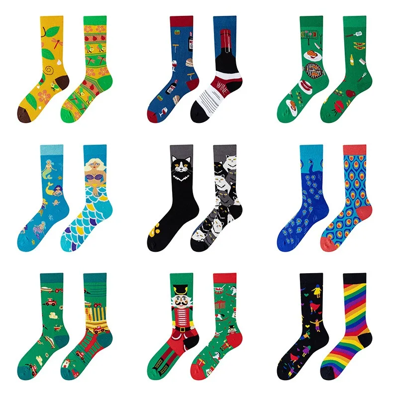 Men's Novelty  Fun Dress Socks AB Styles Fashion Personality Cartoon Colorful Funky Fancy Crazy Funny Casual Crew Socks