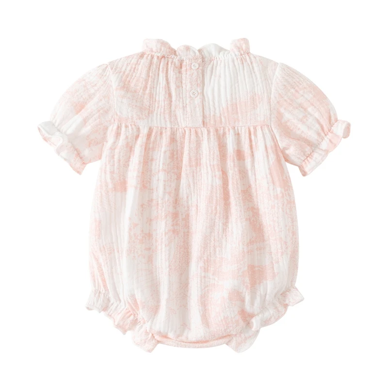 Ink Painting Newborn Baby Girl Bodysuits for Summer Toddler Girls Onesie Cotton Clothes