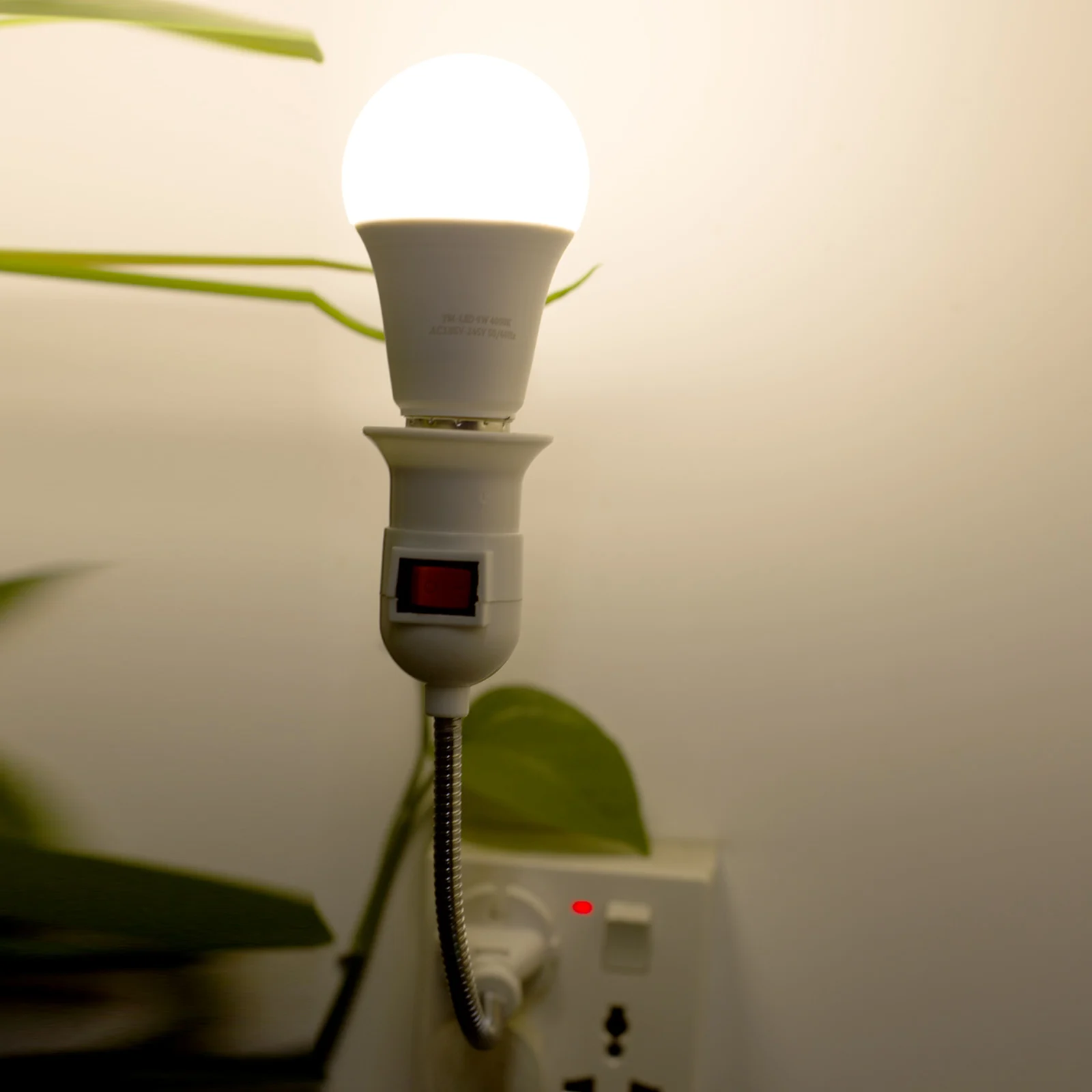 Изгибаемый штепсель E27, гибкий удлинитель лампы с переключателем, винтовая настенная лампа со штепсельной розеткой