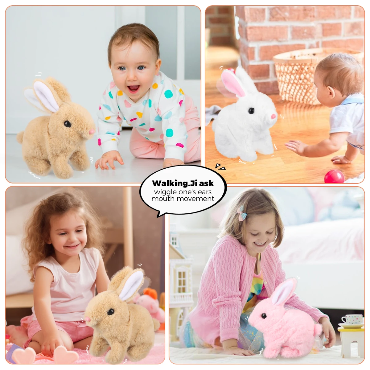 Peluche elettronico coniglietto pasquale simulazione coniglio che cammina suono bocca mobile che scuote le orecchie giocattoli per animali domestici per regali di Pasqua di compleanno