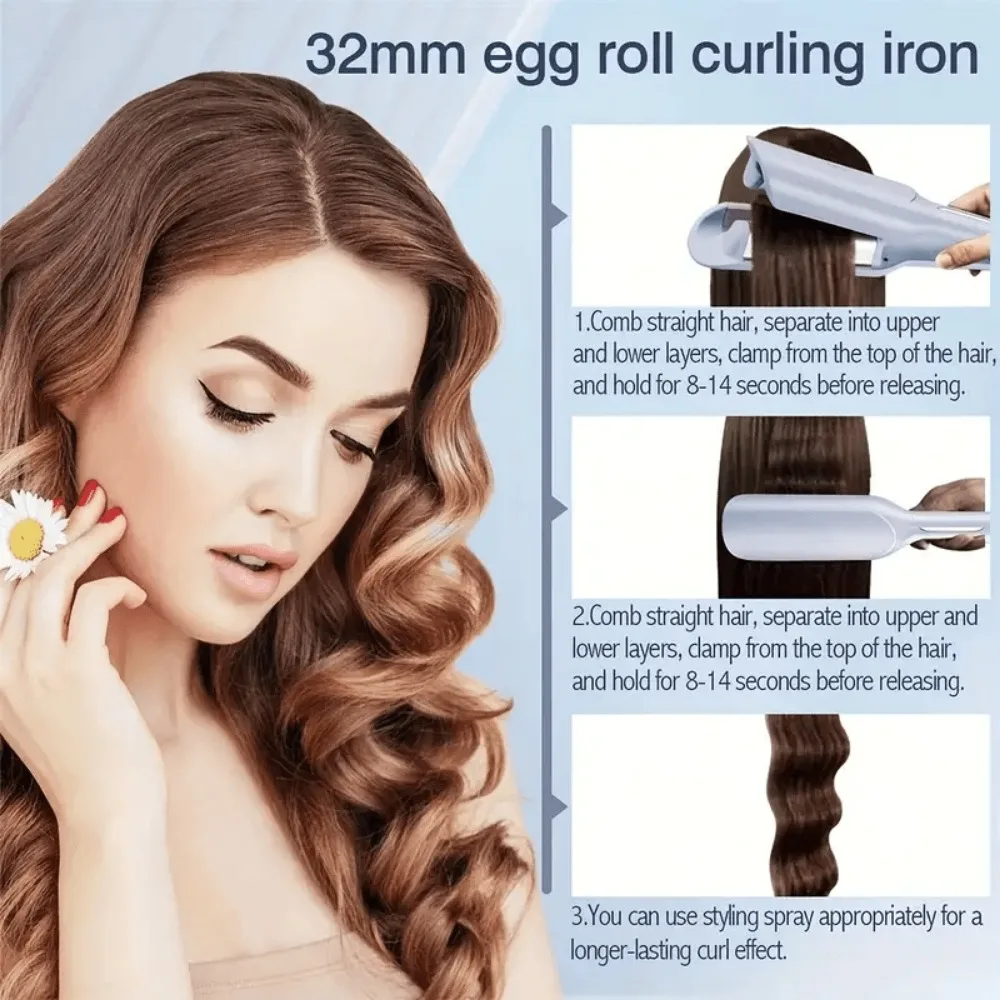 Professional Salon 36mm Deep U Hair Curler, Easy To Use Curling Iron For Women, Perfect Mother's Day Gift Choice