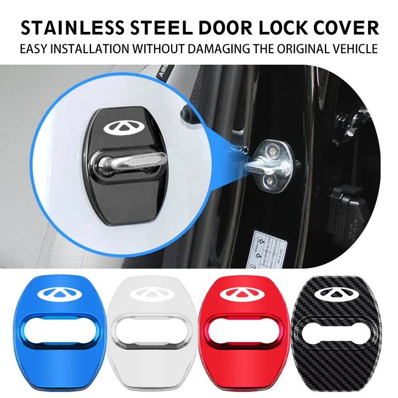 4PCS Car Styling Door Lock Cover Stainless Steel Protection Accessories For Chery Fulwin QQ Tiggo 3 5 T11 A1 A3 A5 Amulet M11