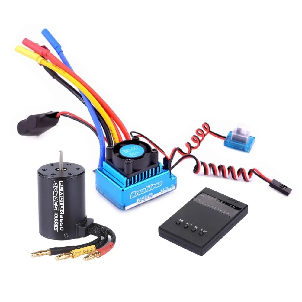 3650 브러시리스 모터 및 120A ESC 프로그래밍 카드 콤보, 1/10 RC 자동차 RC 보트 HSP HPI 타미야용, 3900KV