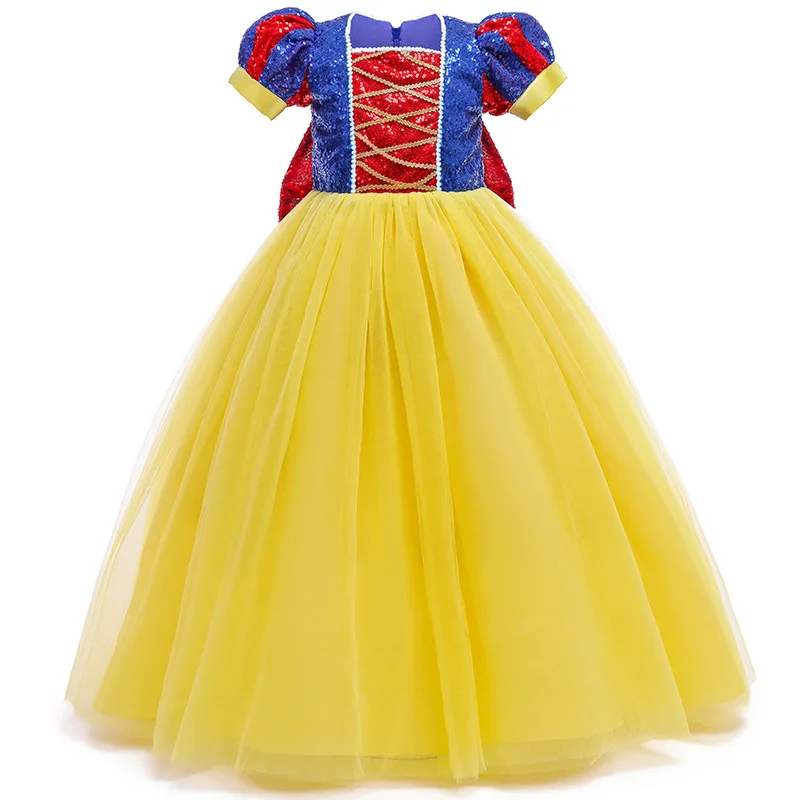 2024 menina traje princesa cosplay fantasia vestido branco de neve com acessórios para festa de aniversário de carnaval 3-10y