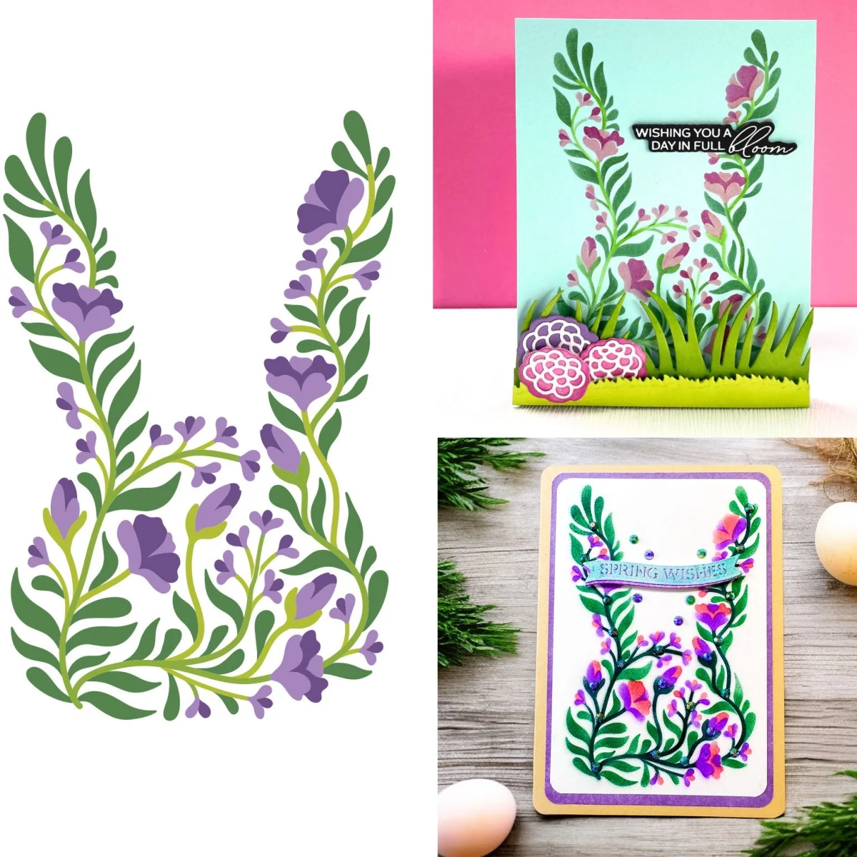 

Spring Botanical Bunny Leaves Stencil For DIY Scrapbook Craft Decoration Embossing Template Supplies Greeting Card 2026 Easter