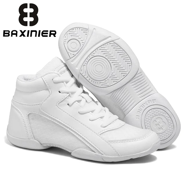BAXINIER Girls White High Top Cheerleading Shoes for Youth in Cheer Competition Training Dance and Tennis Lightweight Kids Sneak 4