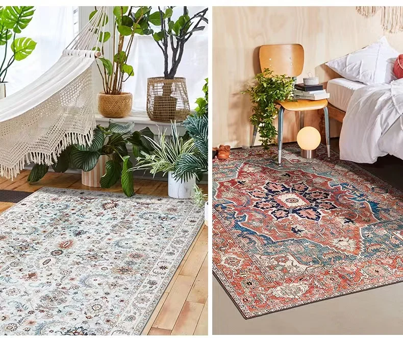 Retro Ethnic Style Carpets for Living Room Persia Bedroom Decor Rug Non-slip Washable Porch Floor Mat Dining Room Lounge Carpet