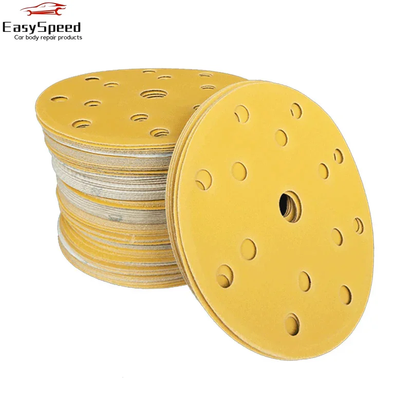 10 PCs 6 inch 15 hole sandpaper car dry grinder putty round self-adhesive flocking 150mm sanding machine polishing pad