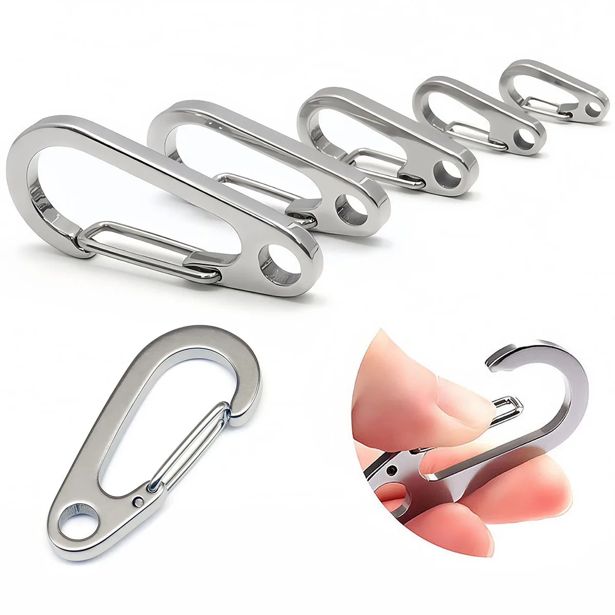304 الفولاذ المقاوم للصدأ جراد البحر مشبك المشبك المفاتيح Carabiners في الهواء الطلق المشي لمسافات طويلة التخييم D-حلقة ظهره سلسلة مفاتيح الربيع خطاطيف قافلة للقفل