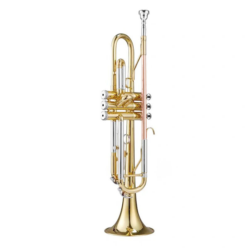 

B Плоская труба Лак Золотые латунные трубы Профессиональная труба-сопрано для начинающих Взрослые латунные инструменты с сумкой для переноски