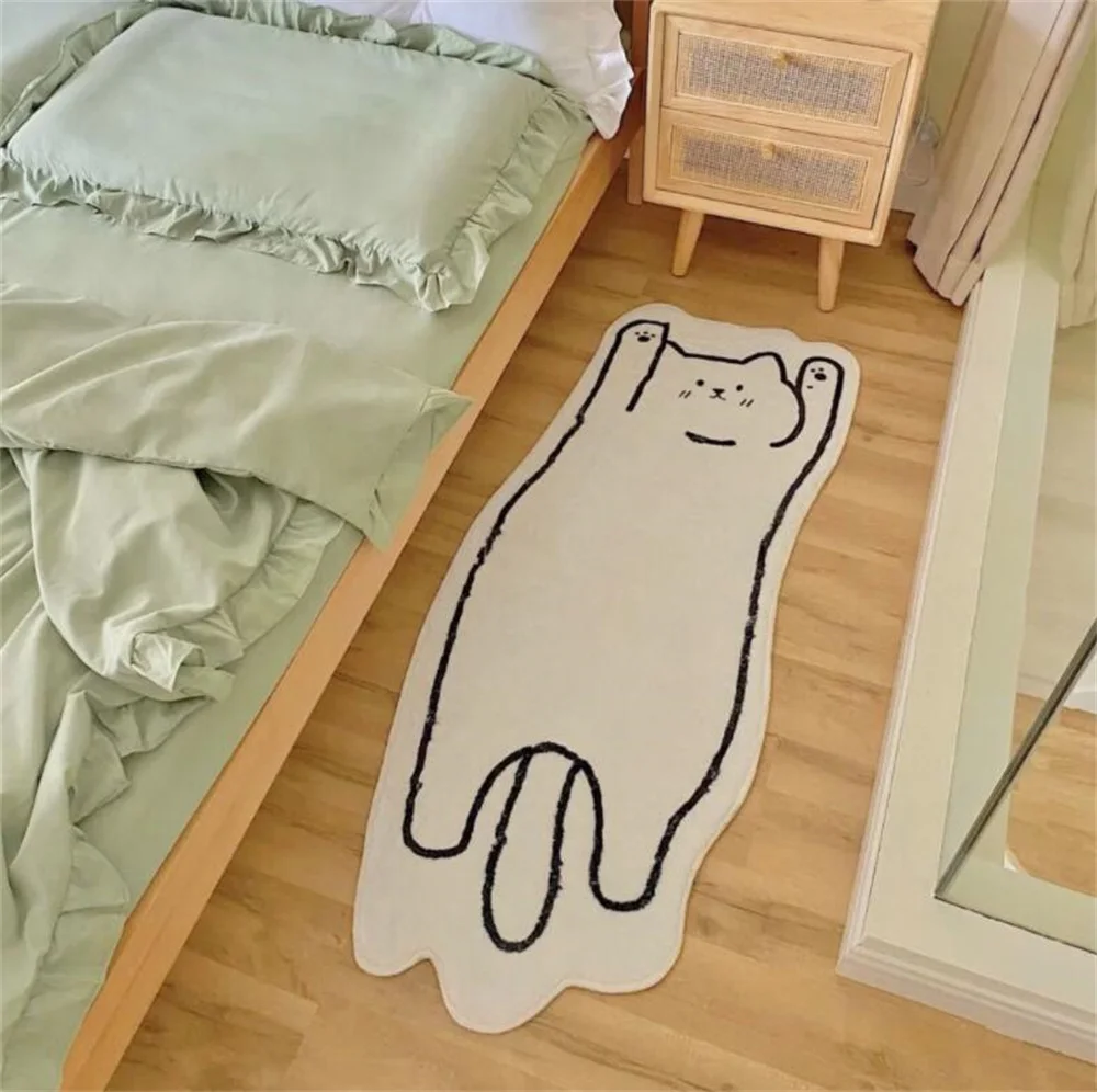 Nordic Creative Cat Rug Cartoon Carpet for Bedroom Non-slip Bedside Area Rug Cute Soft Floor Mat for Living Room Table Mat Decor