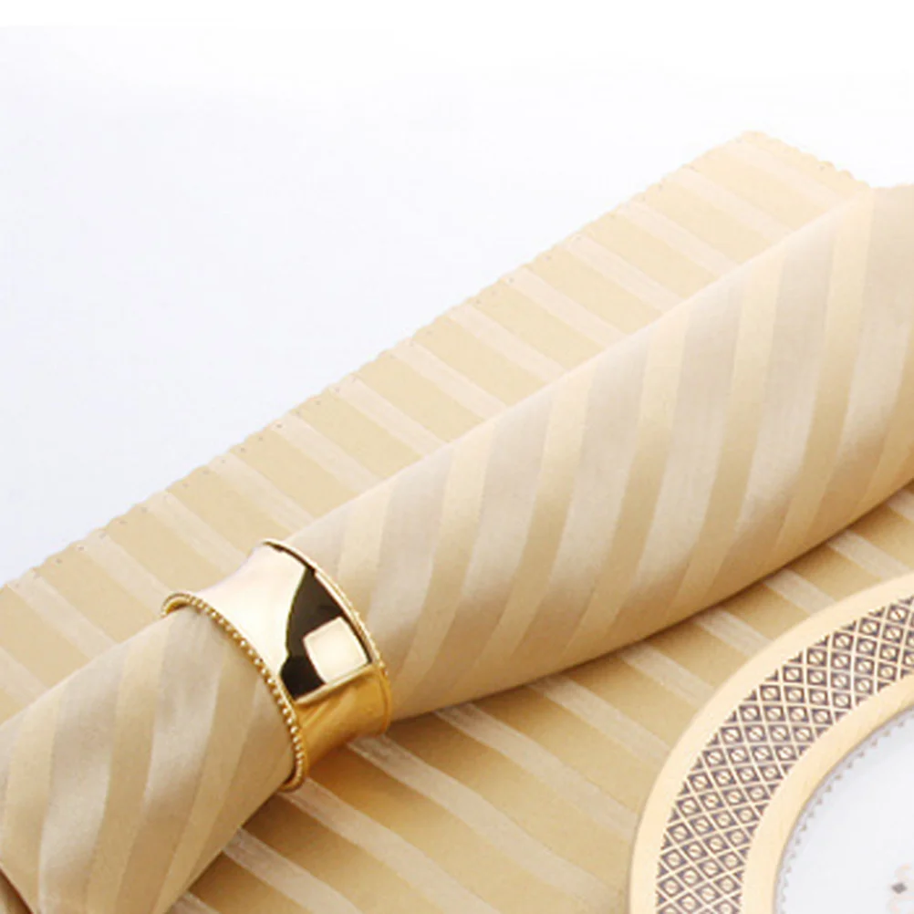 

4Pcs Oval Stainless Steel Napkin Rings Shiny Beaded Golden Party Decoration Rustproof Elegant Table Setting Accessories