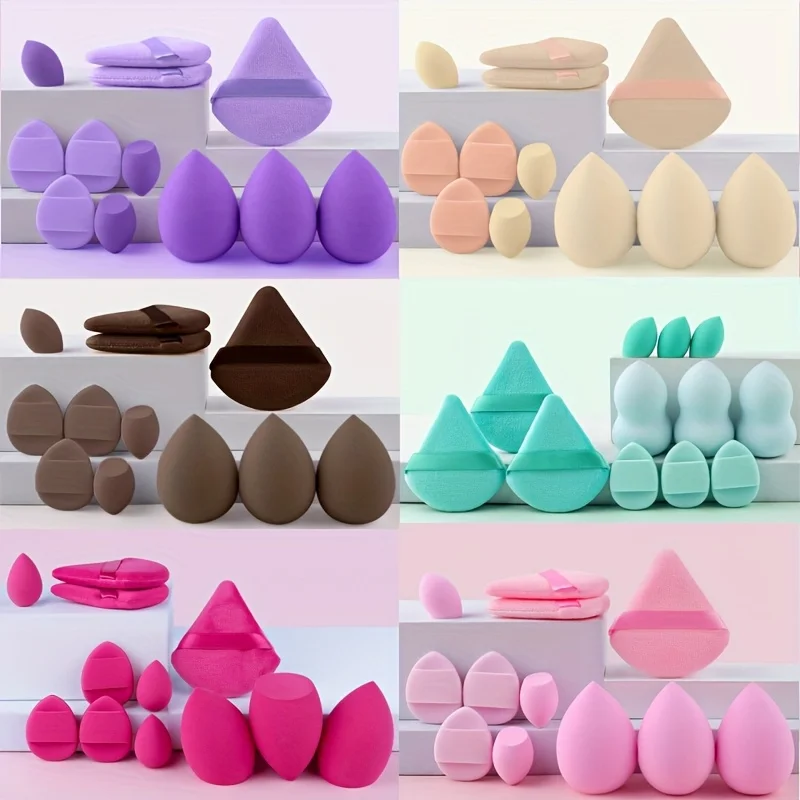 Ensemble d'éponges de maquillage portables, 12 pièces, fond de teint Portable, bouffantes cosmétiques pour correcteur de visage, mélange d'éponge de beauté, crème liquide, puissance