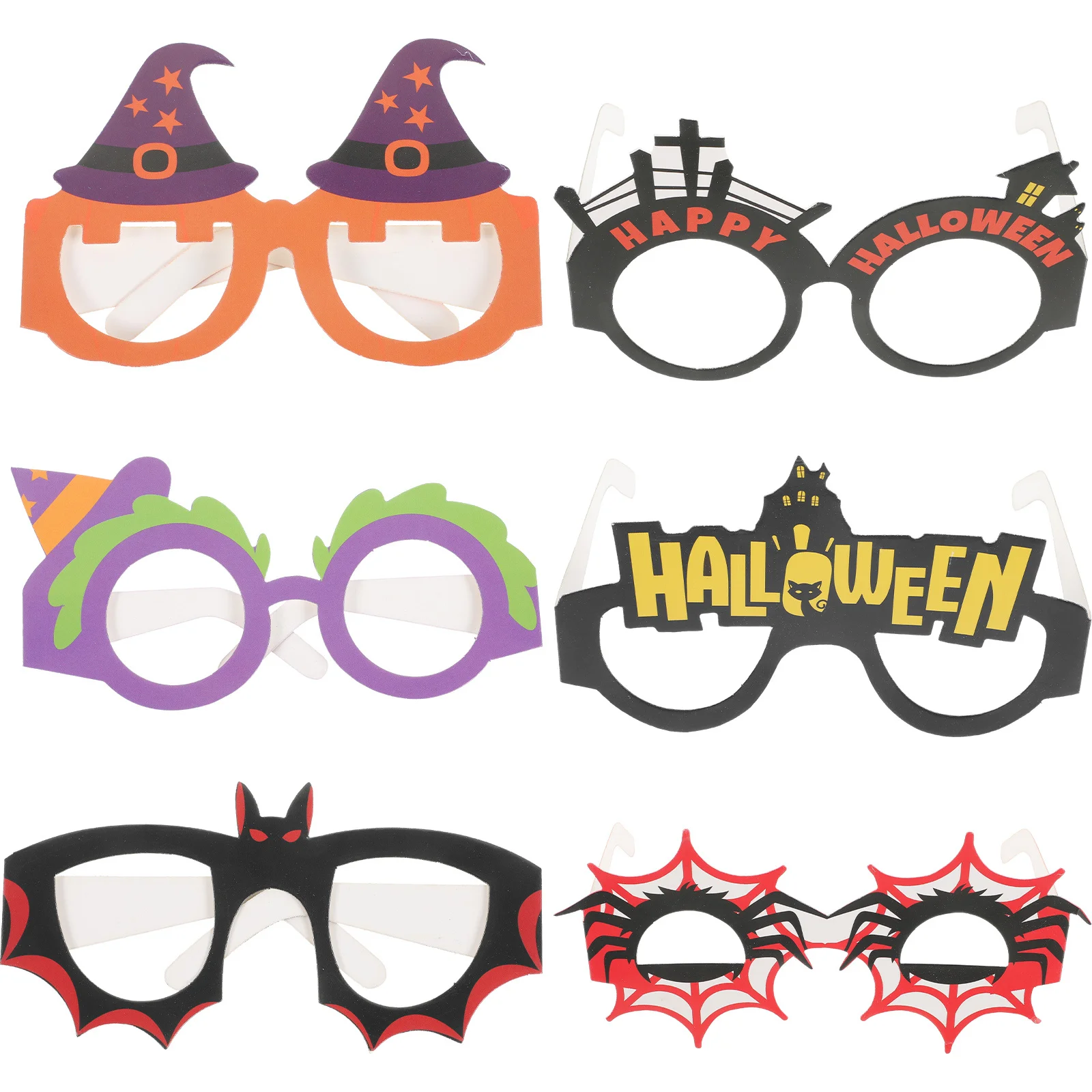 6Pcs Halloween Glasses Frames Unique Light Funny Eyeglasses Prop Kids Halloween Party Supplies Cosplay Props Glasses Frames Prop