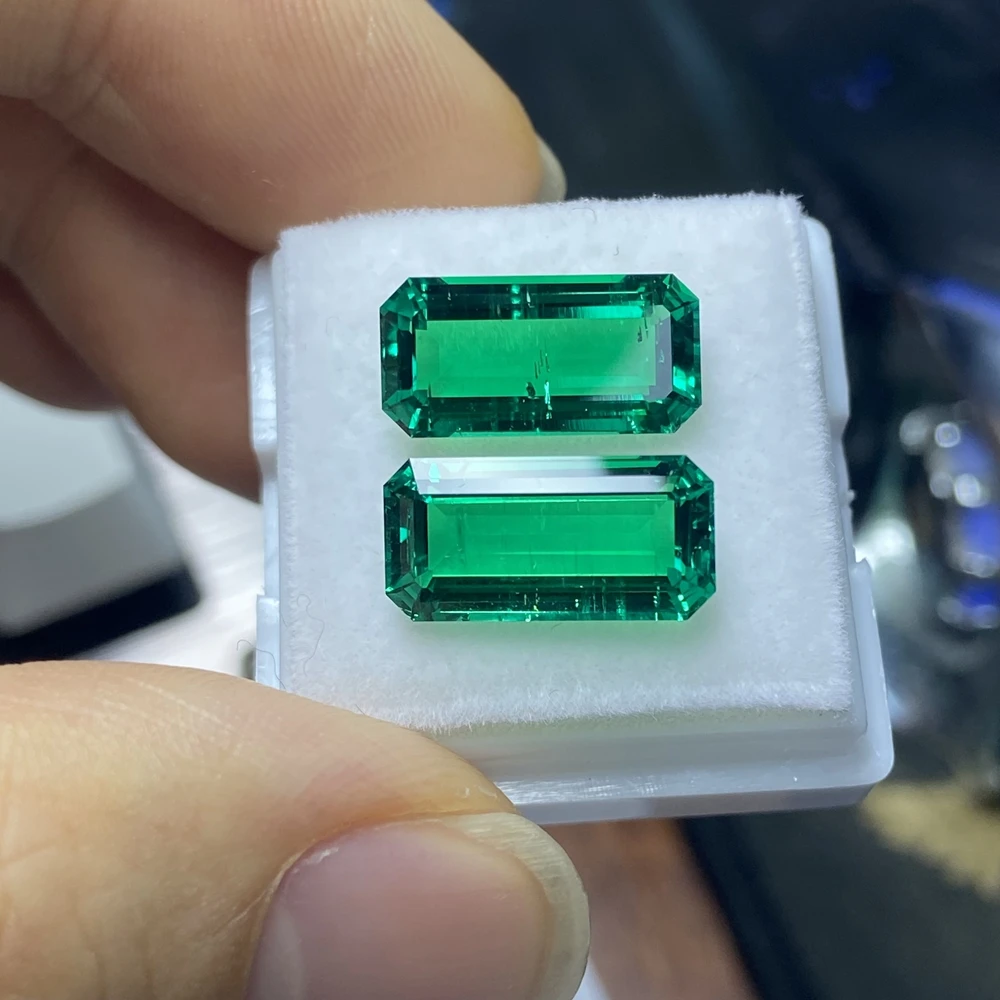 

7x14mm 3.5 Carats Green Octagon Shape Lab Made Columbian Emerald Stones