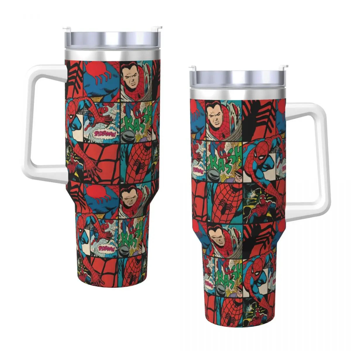 Spider Man Comic Stainless Steel Tumbler Travelist Coffee Mug With Straws and Lid Large Capacity Car Mugs Drinks Water Bottle