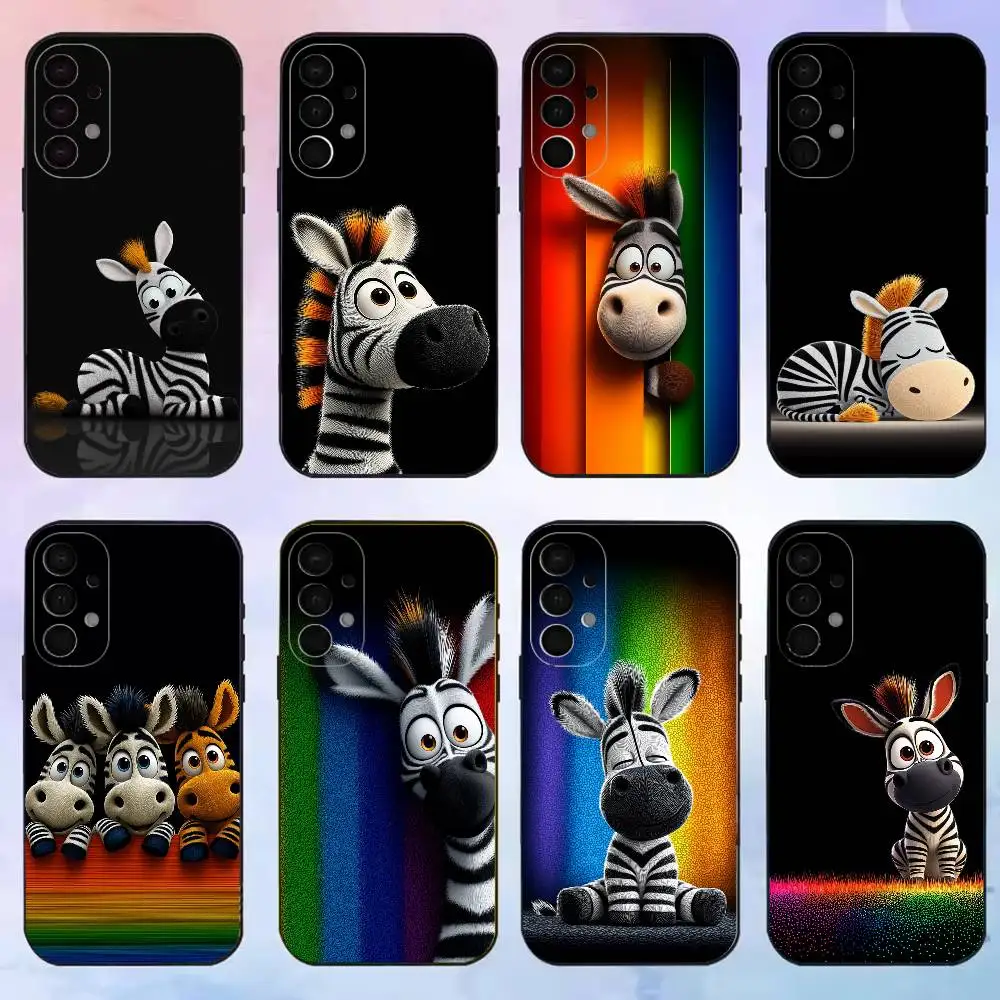 Cartoon Zebra phone Case For Samsung S25,24,21,22,23,30,Ultra,20,Plus,Fe,Lite,Note Black Cover