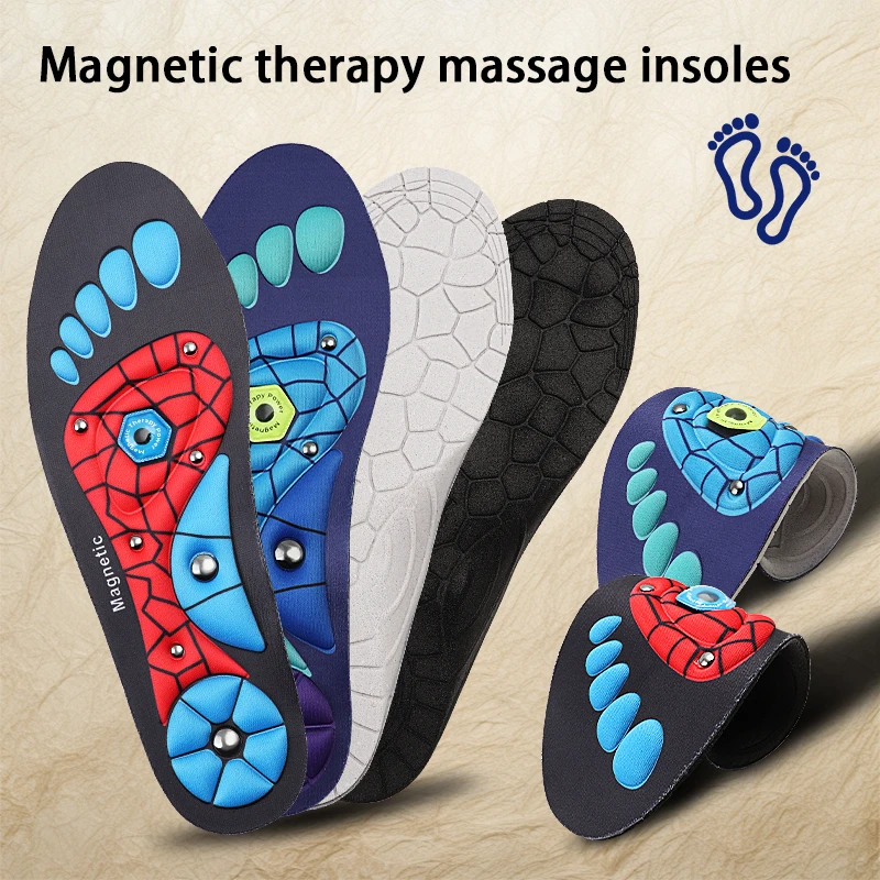 Multi-Point Massage Insoles Magnetic Acupressure Full-Length Inserts Comfort Cushion Shoe Pads for Foot Pain Relief 1Pair/2Pair