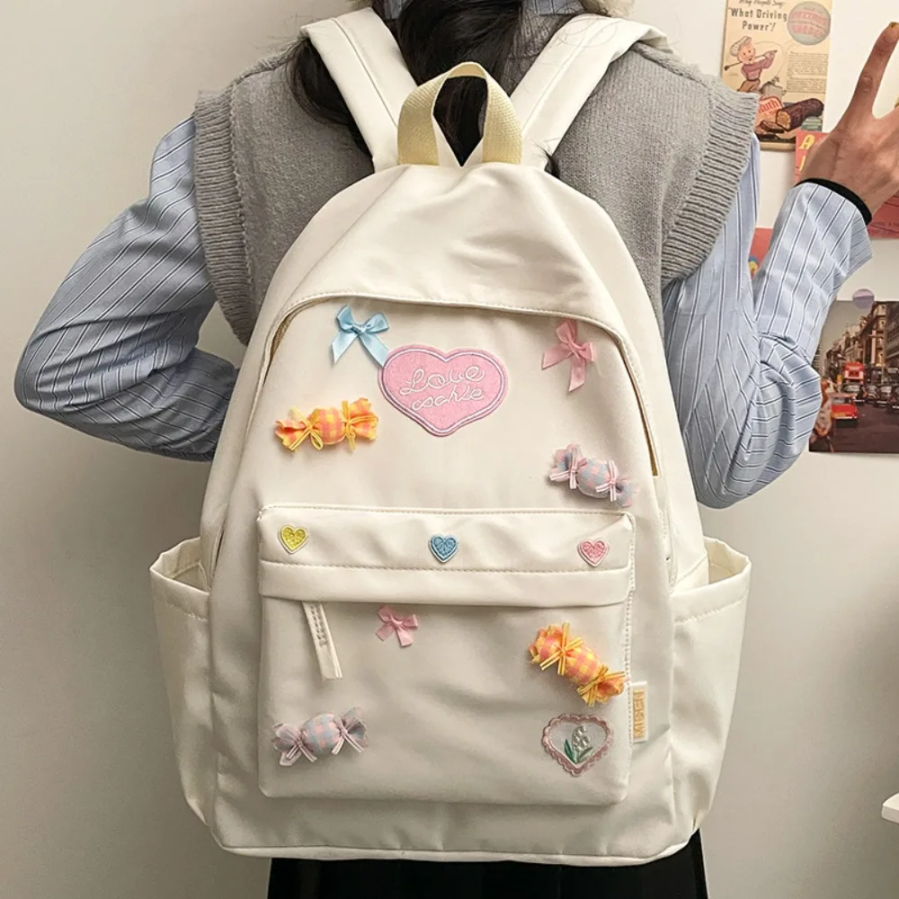 Bowknot Students School Backpack Candy Japanese Style Women Shoulder Bag Large Capacity Children Bag Commuting Backpack