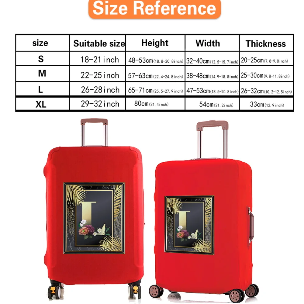 18-32 Inch Capacity Travel Essentials Bag Golden Letter Series Printed Pattern Travel Accessories Trolley Case Protective Cover