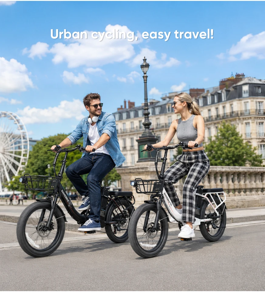 SAMEBIKE CY20Pro Adult Commuter Ebike 800W 20x3.0 Fat Tire 7 Speed Folding Bike 48V 13AH Front Basket Rear Rack image 5