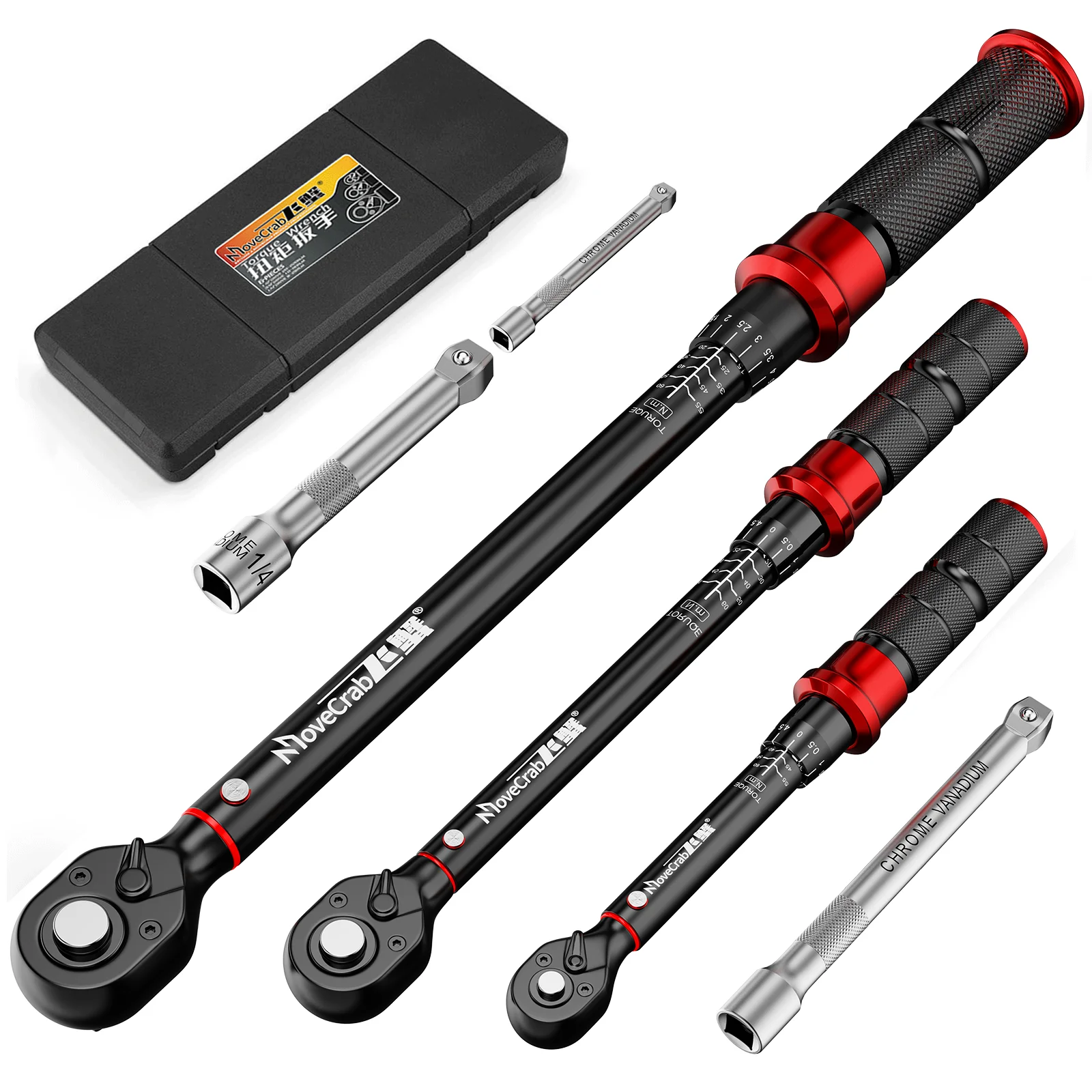 MoveCrab – jeu de clés dynamométriques mécaniques professionnelles, 6 pièces, 5-220N.m, pour vélo, moto, outils de réparation industrielle automobile