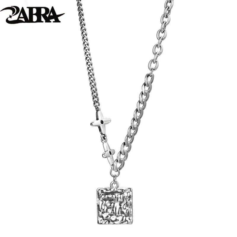 ZABRA 925 Silver Fashion Stitching Necklace Men's Personality Trendy Fashion Hip Hop Niche Design Jewelry Gift