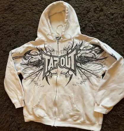 TAPOUT Cardigan Sports American Hooded Jacket For Men Y2k Autumn Hip Hop Fashion Niche Loose Goth Retro Trash Casual Couple Tops