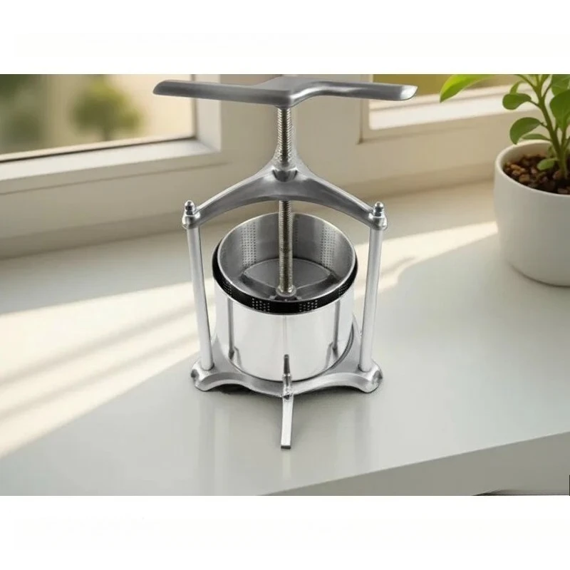 Manual Wine Press 6L Aluminum Frame 304 Stainless Steel Barrel Press Cheese Vegetable Stuffing Residue Extrusion