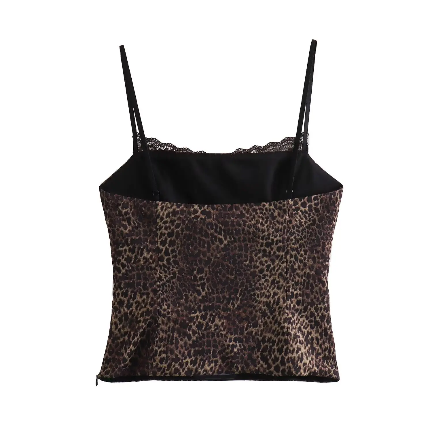 

Withered High Street Retro T-shirt Women Leopard Print Sexy Fashionable Girl Strap Lace Top