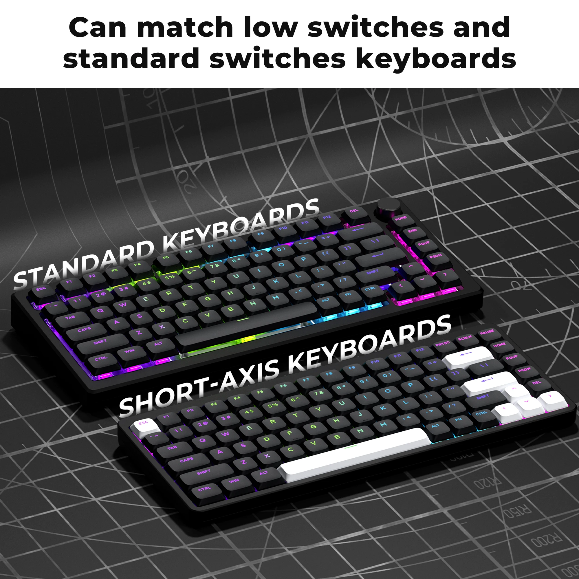 XVX Keycaps 127Keys Horizon Low Profile Keycaps Uniform Profile Double-Shot Keycap Set Game Mechanical Keyboard Skyline Keycaps