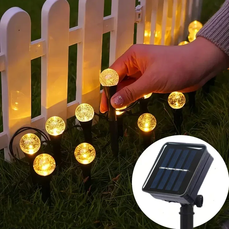 30 LED الشمسية كرة فقاعات أضواء الحديقة مقاوم للماء الشمسية مسار سلسلة ضوء للخارجية حديقة الباحات درب إضاءة للتزيين