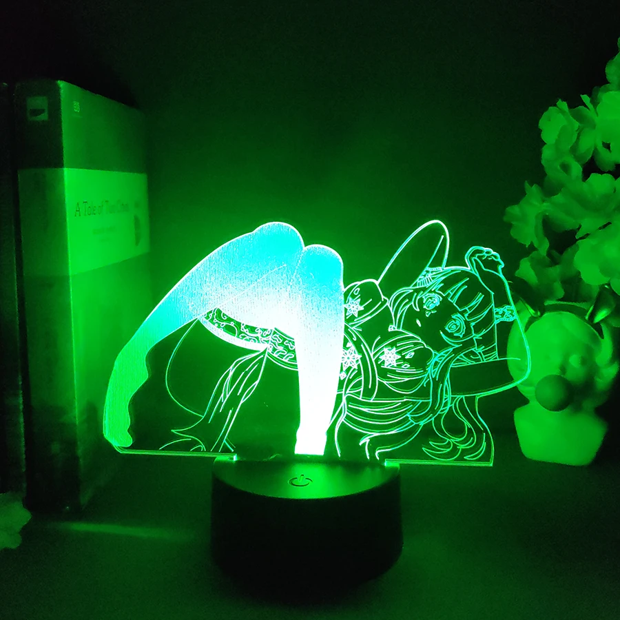 Kawaii 3D Night Light for Men\'s Bedroom Decoration Cute Waifu Figure Birthday Gift Bedside Neon Light Atmospheric LED Manga Lamp