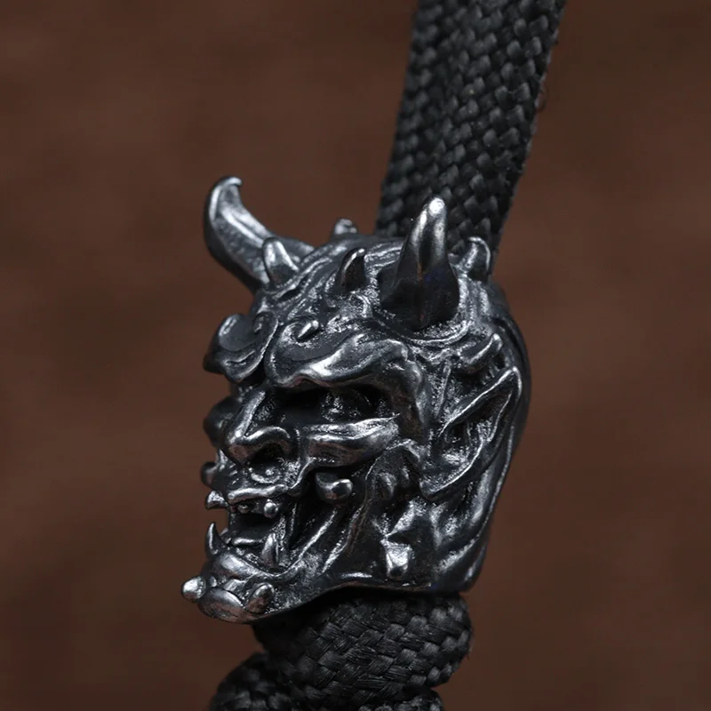 Japanese Demon Samurai Brass Knife Bead EDC DIY Paracord Woven Bracelets Lanyard Pendant Accessories Outdoor Tool Hangings Decor