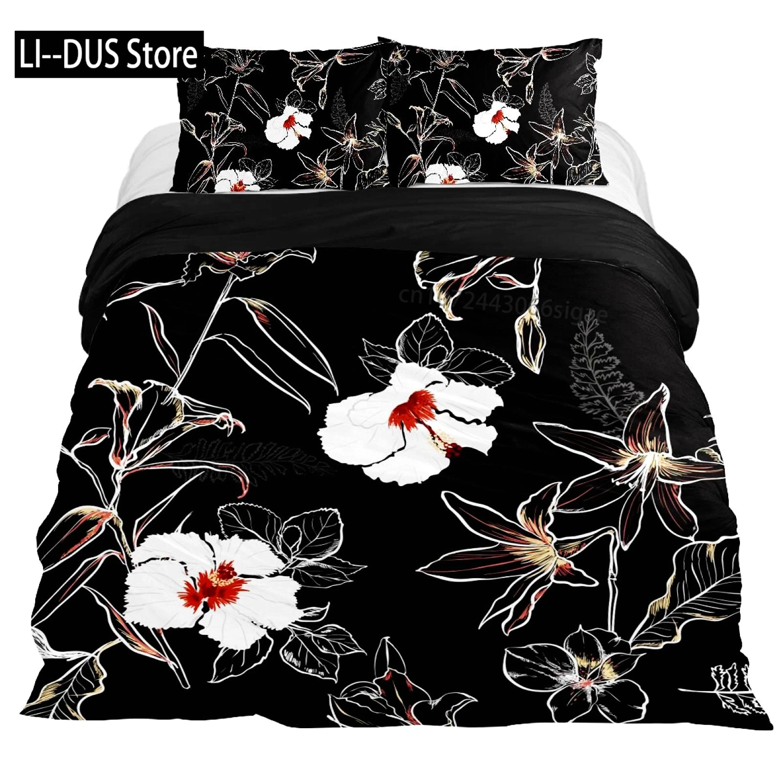 

Blooming Lily Flowers Duvet Covers Set Full Size Soft Comforter Bedding Set for Kids Women Men, 1 Duvet Cover and 2 Pillowcase