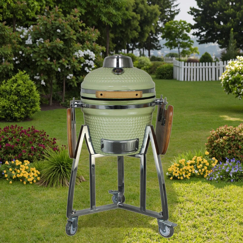 

Auplex 16-Inch Easy Ceramic Kamado BBQ Grills Outdoor Kitchen Charcoal Smoker High Pressure Porcelain Bowl Park Garden Camping