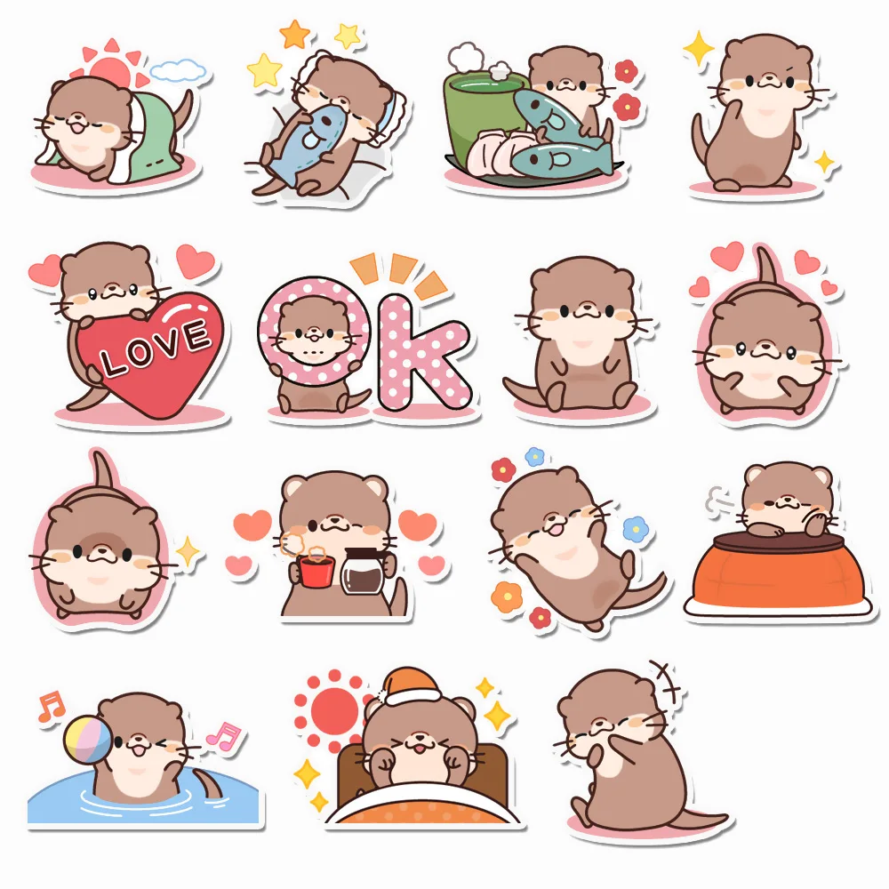 34PCS Cute Otter Stickers, Animal Scrapbooking Stickers for Laptops and Water Bottles , Envelope Seals, Party Favors