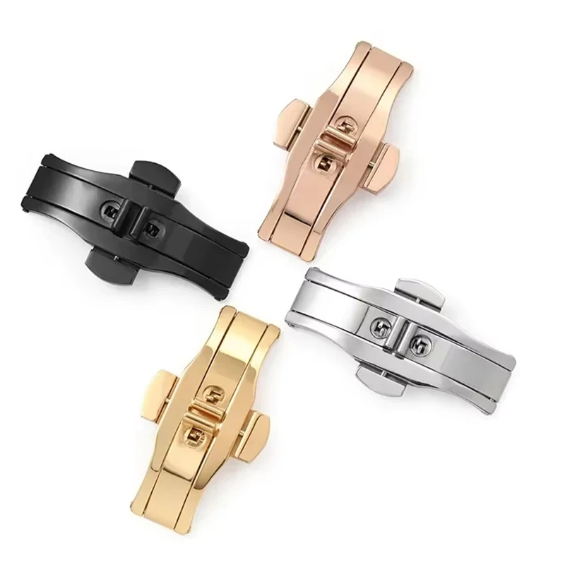 Stainless Steel Butterfly Buckle Polished Button Watch Band 21mm 23mm 25mm 27mm Watchbands Clasp accessories